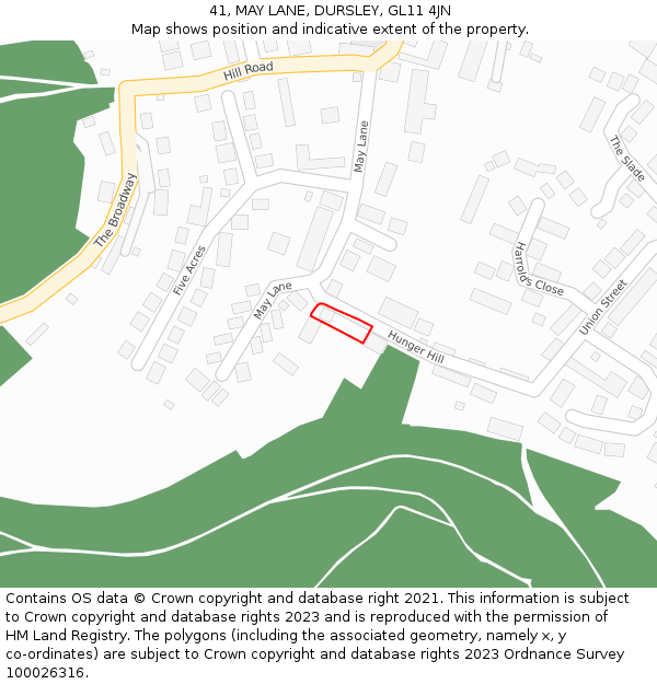 41, MAY LANE, DURSLEY, GL11 4JN: Location map and indicative extent of plot