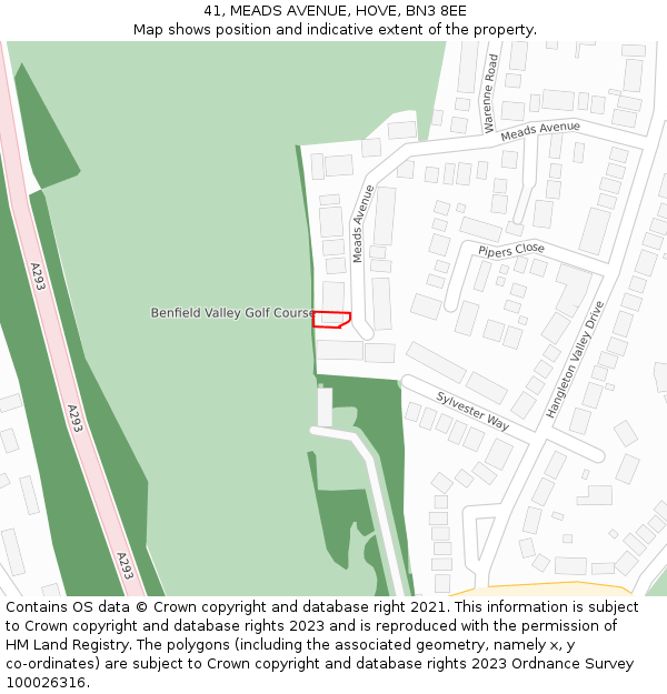 41, MEADS AVENUE, HOVE, BN3 8EE: Location map and indicative extent of plot