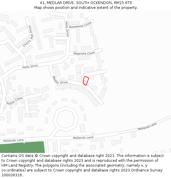 41, MEDLAR DRIVE, SOUTH OCKENDON, RM15 6TS: Location map and indicative extent of plot