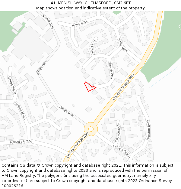 41, MENISH WAY, CHELMSFORD, CM2 6RT: Location map and indicative extent of plot