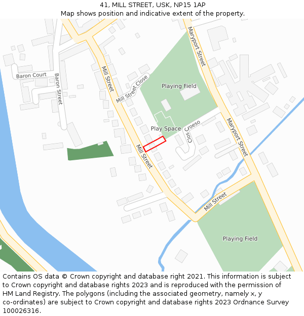 41, MILL STREET, USK, NP15 1AP: Location map and indicative extent of plot