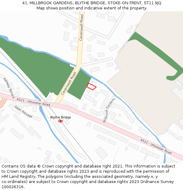 41, MILLBROOK GARDENS, BLYTHE BRIDGE, STOKE-ON-TRENT, ST11 9JQ: Location map and indicative extent of plot