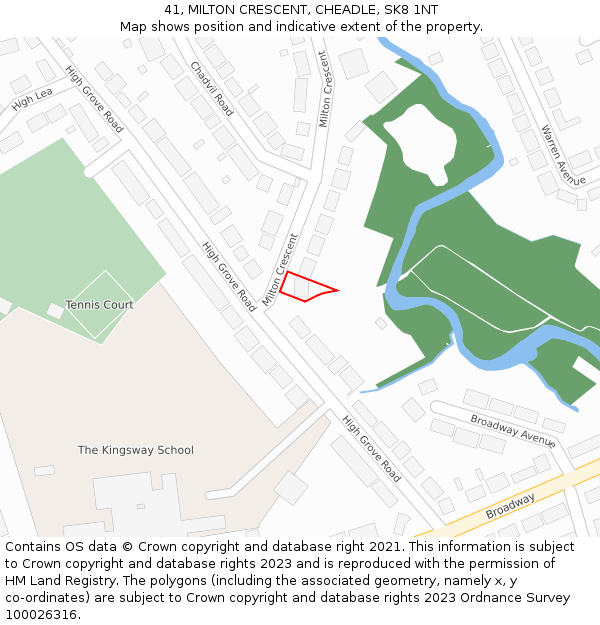 41, MILTON CRESCENT, CHEADLE, SK8 1NT: Location map and indicative extent of plot