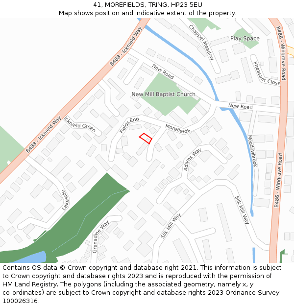 41, MOREFIELDS, TRING, HP23 5EU: Location map and indicative extent of plot