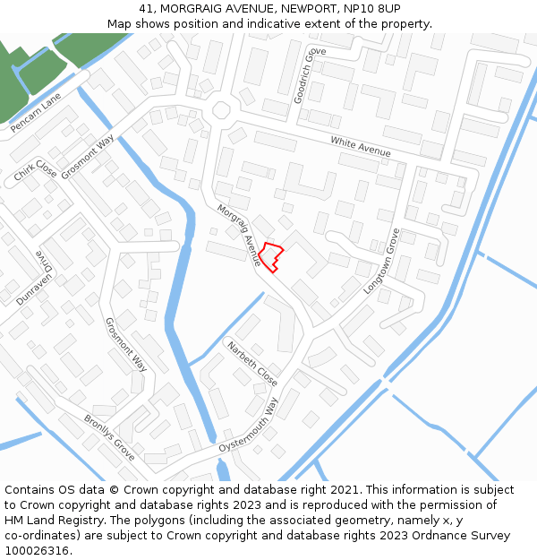 41, MORGRAIG AVENUE, NEWPORT, NP10 8UP: Location map and indicative extent of plot