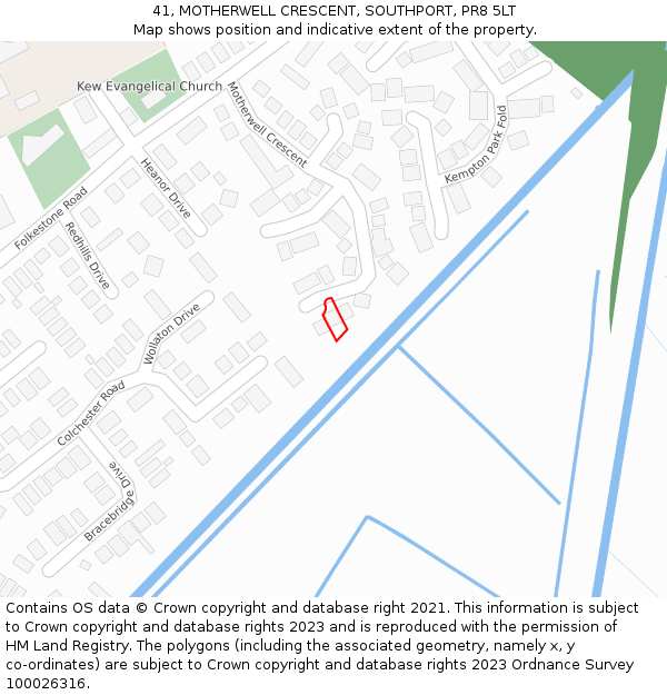 41, MOTHERWELL CRESCENT, SOUTHPORT, PR8 5LT: Location map and indicative extent of plot