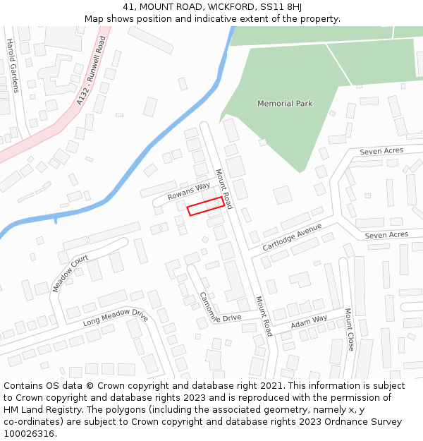 41, MOUNT ROAD, WICKFORD, SS11 8HJ: Location map and indicative extent of plot