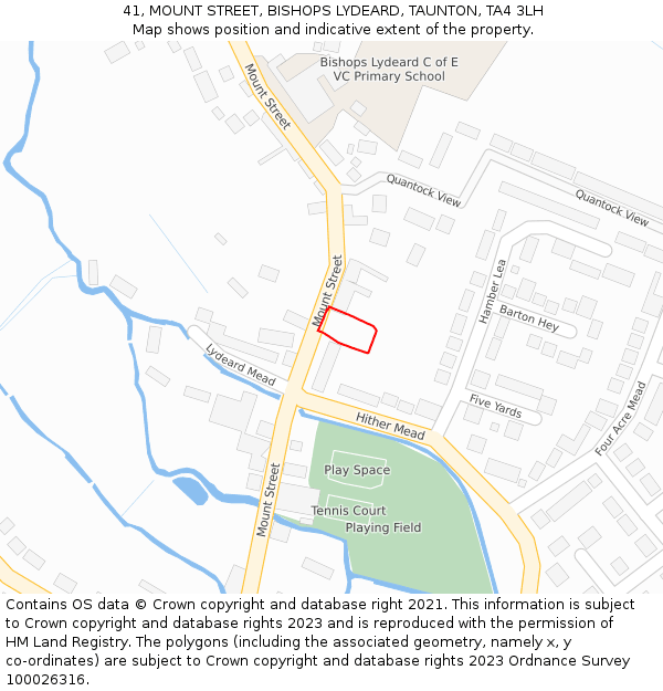 41, MOUNT STREET, BISHOPS LYDEARD, TAUNTON, TA4 3LH: Location map and indicative extent of plot