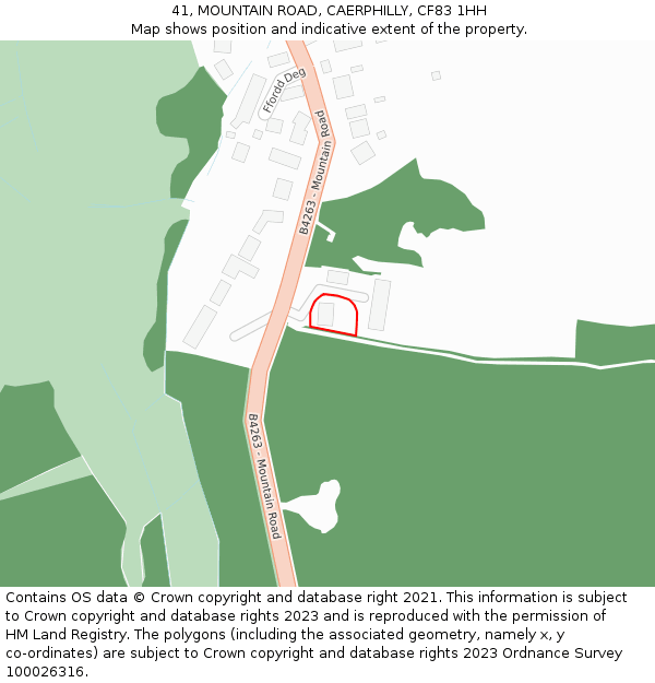 41, MOUNTAIN ROAD, CAERPHILLY, CF83 1HH: Location map and indicative extent of plot