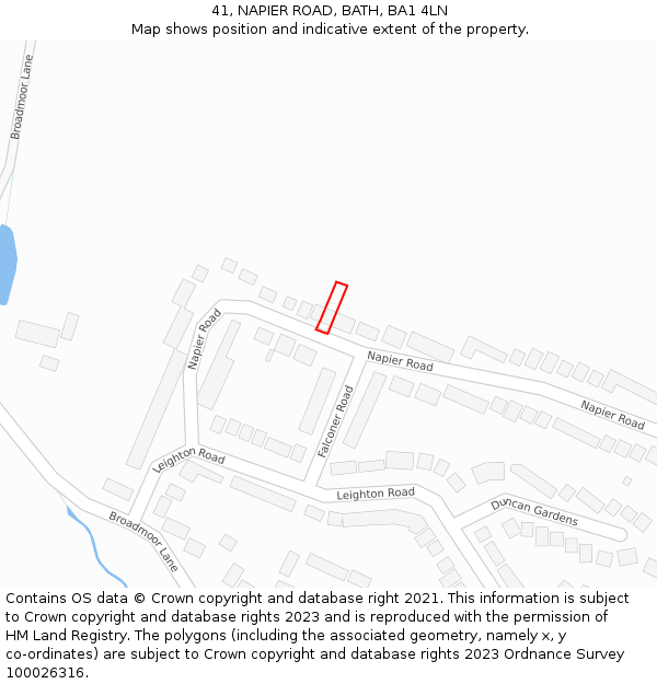 41, NAPIER ROAD, BATH, BA1 4LN: Location map and indicative extent of plot