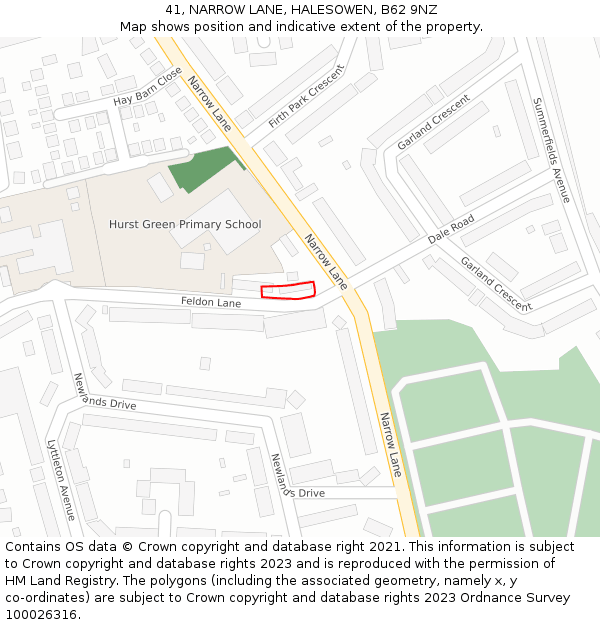 41, NARROW LANE, HALESOWEN, B62 9NZ: Location map and indicative extent of plot