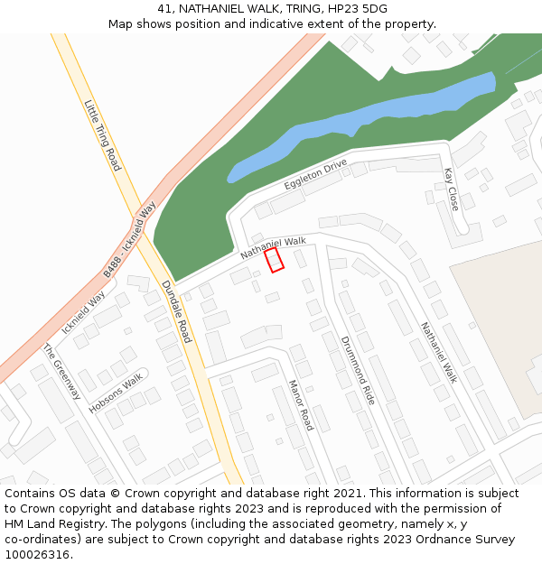 41, NATHANIEL WALK, TRING, HP23 5DG: Location map and indicative extent of plot