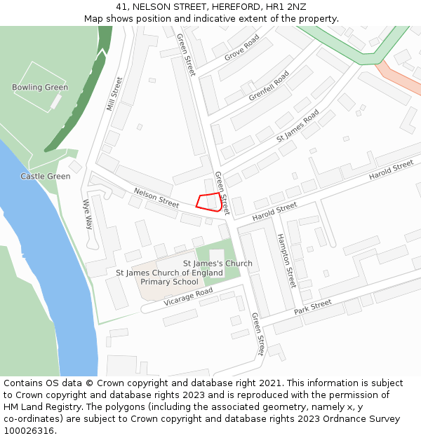 41, NELSON STREET, HEREFORD, HR1 2NZ: Location map and indicative extent of plot