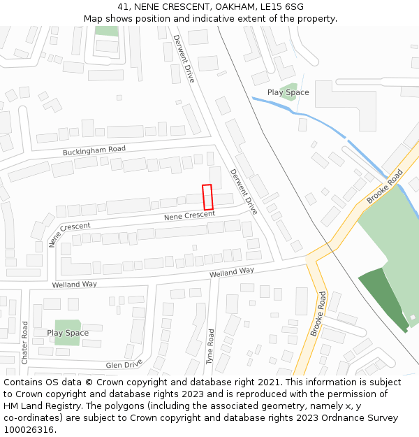 41, NENE CRESCENT, OAKHAM, LE15 6SG: Location map and indicative extent of plot