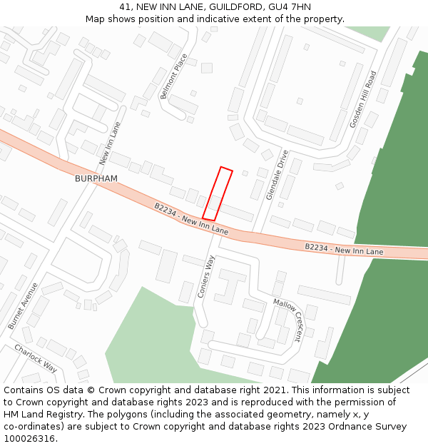 41, NEW INN LANE, GUILDFORD, GU4 7HN: Location map and indicative extent of plot