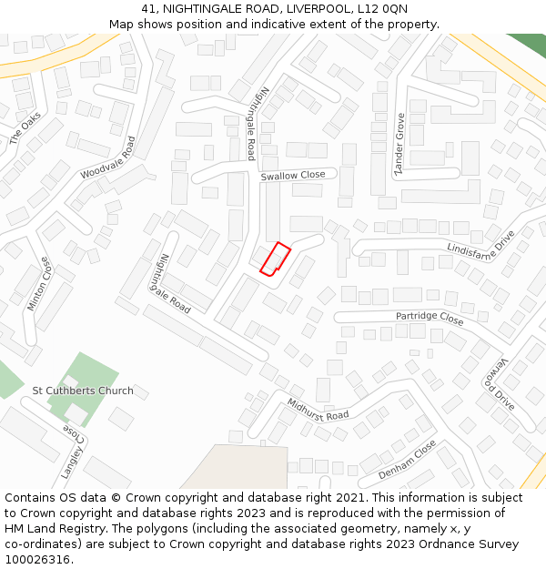 41, NIGHTINGALE ROAD, LIVERPOOL, L12 0QN: Location map and indicative extent of plot