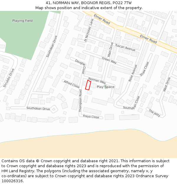 41, NORMAN WAY, BOGNOR REGIS, PO22 7TW: Location map and indicative extent of plot