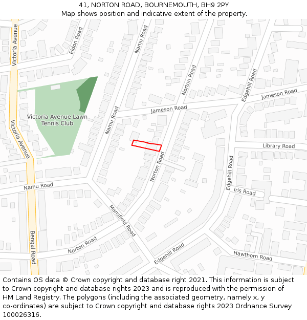 41, NORTON ROAD, BOURNEMOUTH, BH9 2PY: Location map and indicative extent of plot