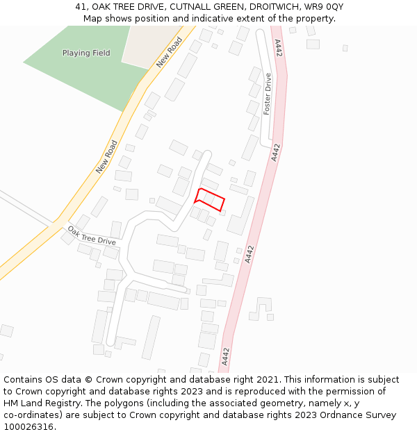 41, OAK TREE DRIVE, CUTNALL GREEN, DROITWICH, WR9 0QY: Location map and indicative extent of plot