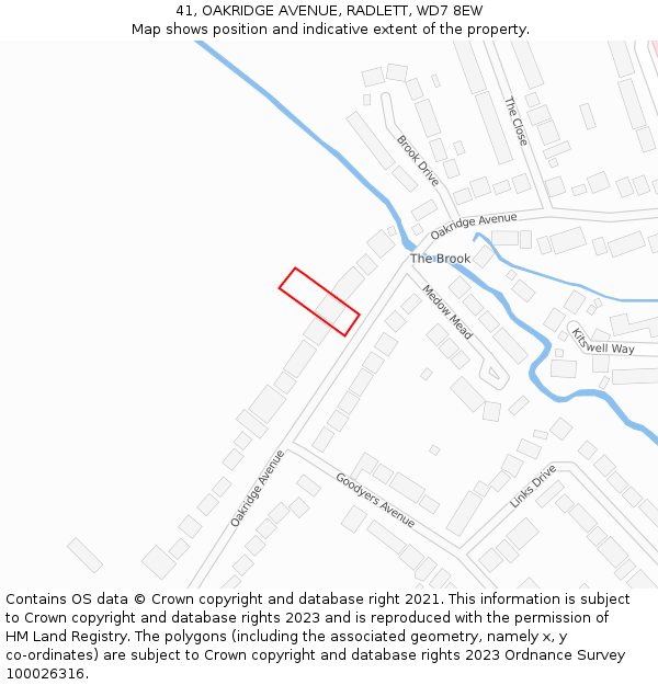 41, OAKRIDGE AVENUE, RADLETT, WD7 8EW: Location map and indicative extent of plot