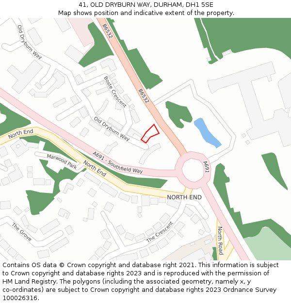 41, OLD DRYBURN WAY, DURHAM, DH1 5SE: Location map and indicative extent of plot