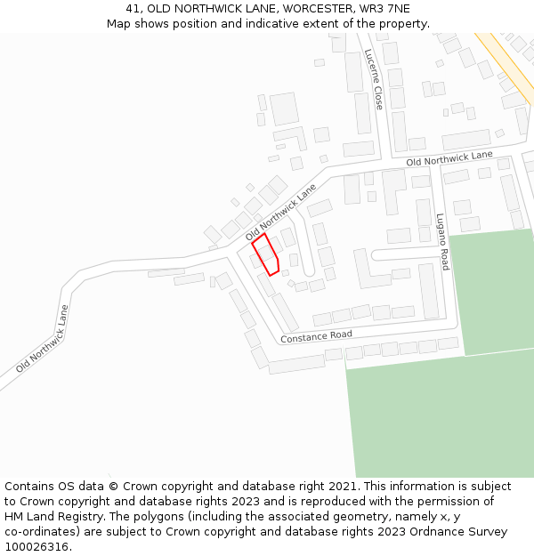 41, OLD NORTHWICK LANE, WORCESTER, WR3 7NE: Location map and indicative extent of plot