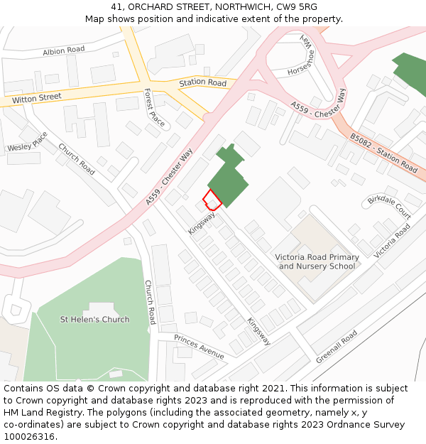 41, ORCHARD STREET, NORTHWICH, CW9 5RG: Location map and indicative extent of plot