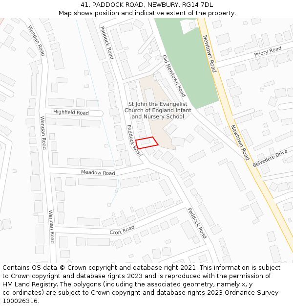 41, PADDOCK ROAD, NEWBURY, RG14 7DL: Location map and indicative extent of plot