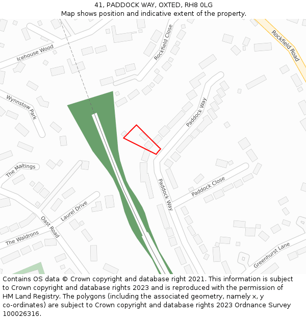 41, PADDOCK WAY, OXTED, RH8 0LG: Location map and indicative extent of plot