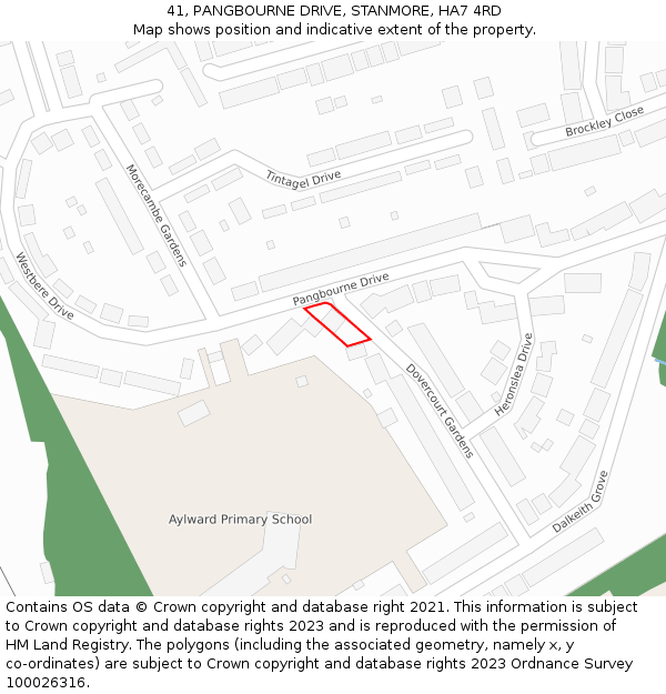 41, PANGBOURNE DRIVE, STANMORE, HA7 4RD: Location map and indicative extent of plot
