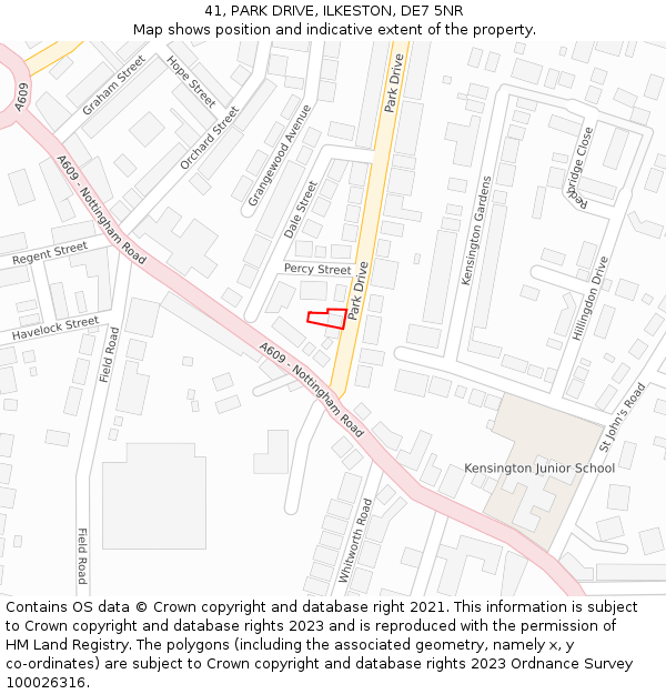 41, PARK DRIVE, ILKESTON, DE7 5NR: Location map and indicative extent of plot