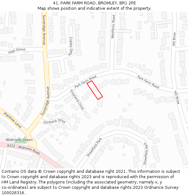 41, PARK FARM ROAD, BROMLEY, BR1 2PE: Location map and indicative extent of plot