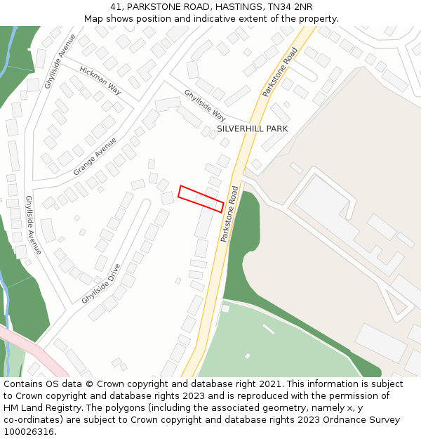 41, PARKSTONE ROAD, HASTINGS, TN34 2NR: Location map and indicative extent of plot