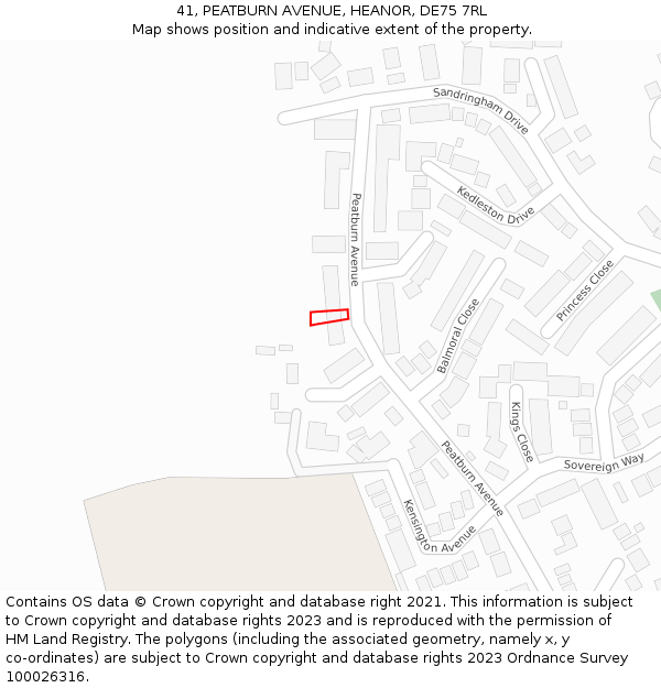 41, PEATBURN AVENUE, HEANOR, DE75 7RL: Location map and indicative extent of plot