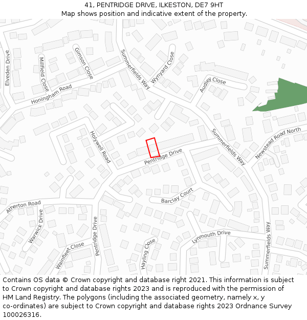 41, PENTRIDGE DRIVE, ILKESTON, DE7 9HT: Location map and indicative extent of plot