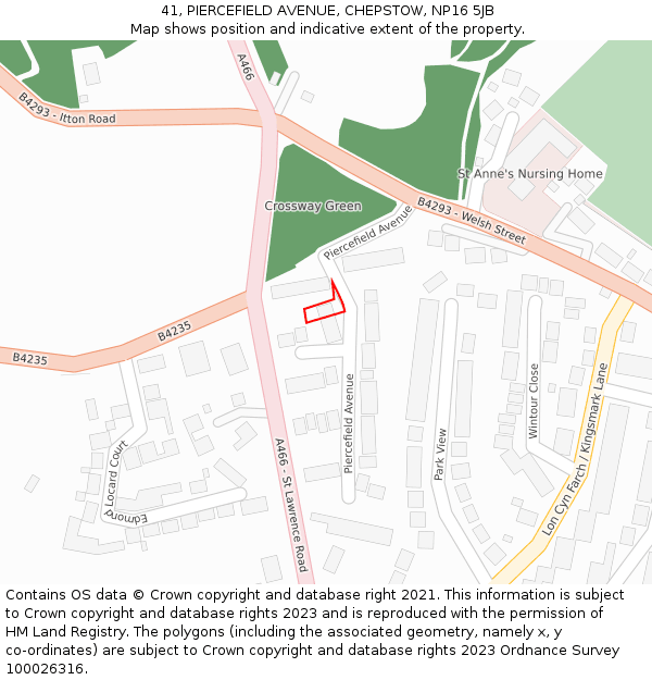 41, PIERCEFIELD AVENUE, CHEPSTOW, NP16 5JB: Location map and indicative extent of plot