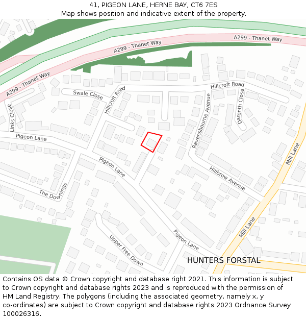 41, PIGEON LANE, HERNE BAY, CT6 7ES: Location map and indicative extent of plot