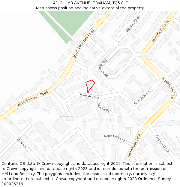 41, PILLAR AVENUE, BRIXHAM, TQ5 8LF: Location map and indicative extent of plot
