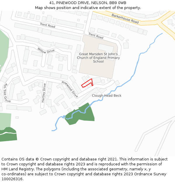 41, PINEWOOD DRIVE, NELSON, BB9 0WB: Location map and indicative extent of plot