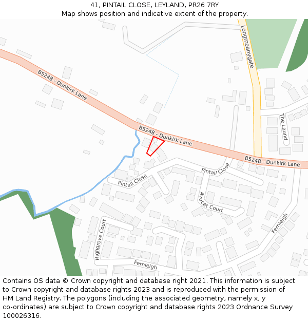 41, PINTAIL CLOSE, LEYLAND, PR26 7RY: Location map and indicative extent of plot