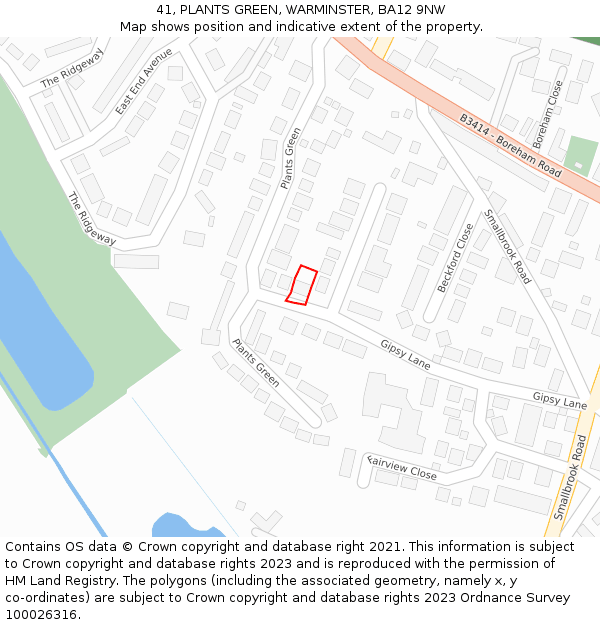 41, PLANTS GREEN, WARMINSTER, BA12 9NW: Location map and indicative extent of plot