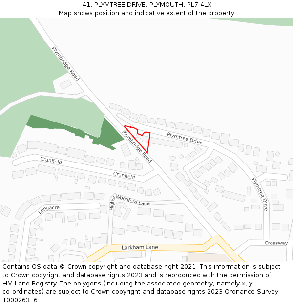 41, PLYMTREE DRIVE, PLYMOUTH, PL7 4LX: Location map and indicative extent of plot