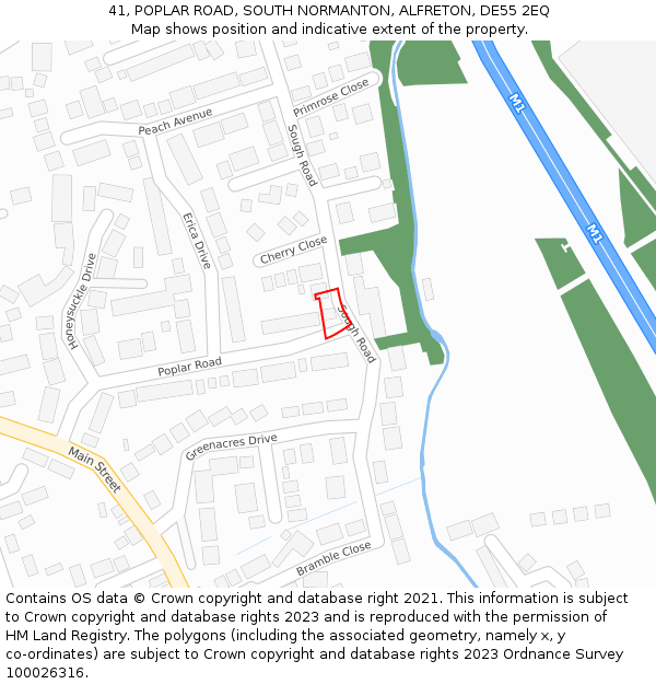 41, POPLAR ROAD, SOUTH NORMANTON, ALFRETON, DE55 2EQ: Location map and indicative extent of plot