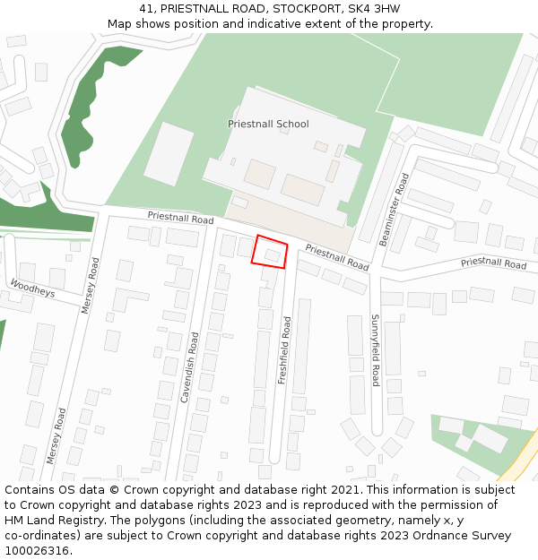 41, PRIESTNALL ROAD, STOCKPORT, SK4 3HW: Location map and indicative extent of plot