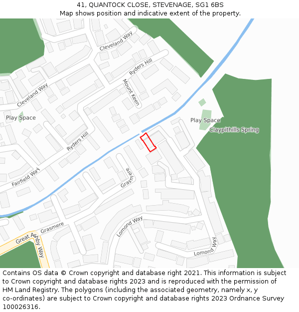 41, QUANTOCK CLOSE, STEVENAGE, SG1 6BS: Location map and indicative extent of plot