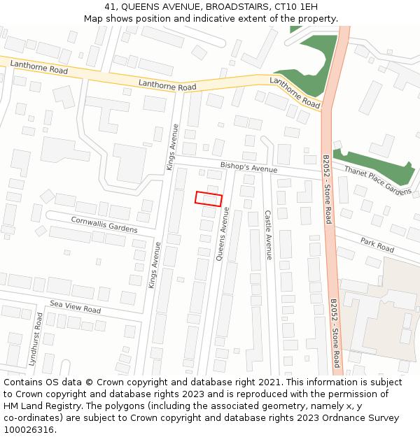 41, QUEENS AVENUE, BROADSTAIRS, CT10 1EH: Location map and indicative extent of plot