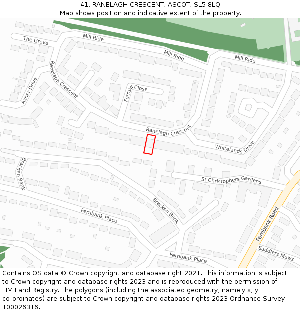 41, RANELAGH CRESCENT, ASCOT, SL5 8LQ: Location map and indicative extent of plot