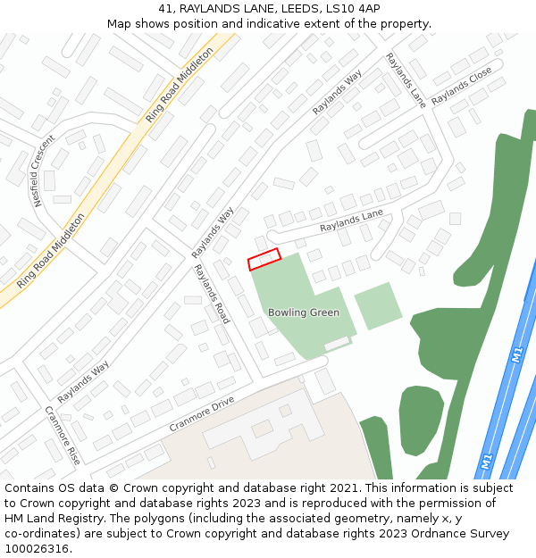 41, RAYLANDS LANE, LEEDS, LS10 4AP: Location map and indicative extent of plot