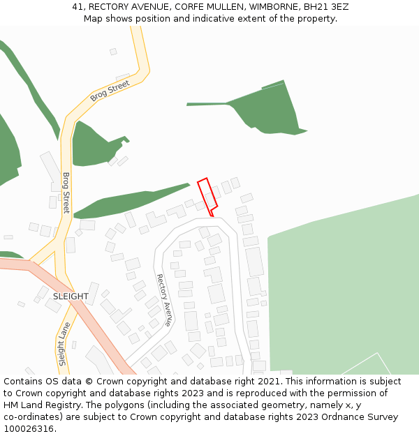 41, RECTORY AVENUE, CORFE MULLEN, WIMBORNE, BH21 3EZ: Location map and indicative extent of plot