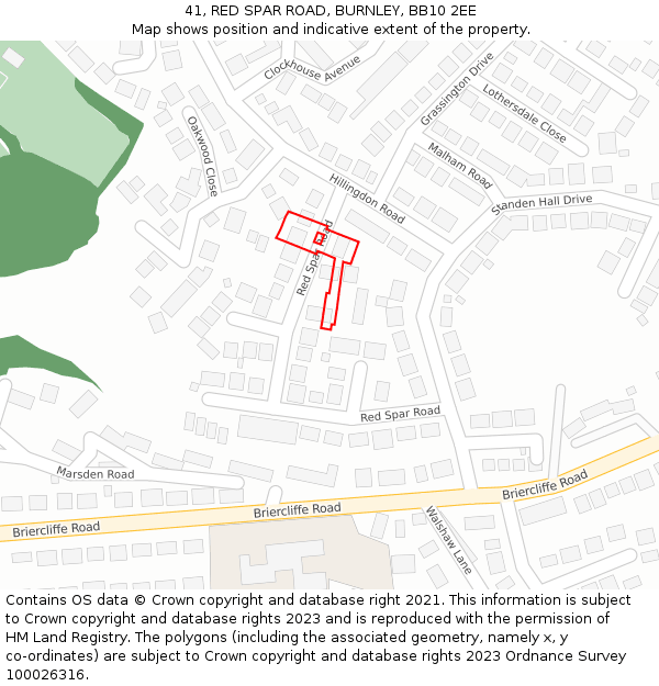 41, RED SPAR ROAD, BURNLEY, BB10 2EE: Location map and indicative extent of plot